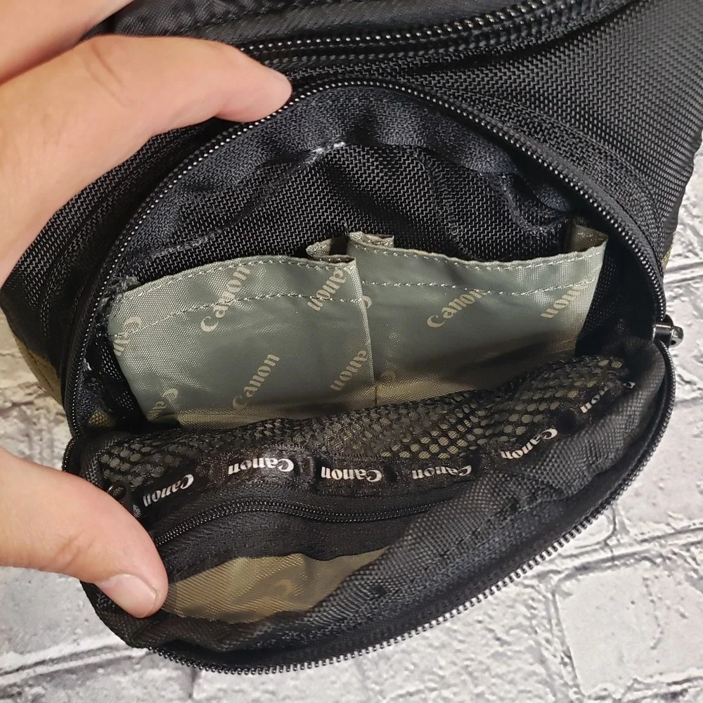Canon Camera Bag Padded SLR Multi Strap Black & Green Carry Tote Shoulder Case